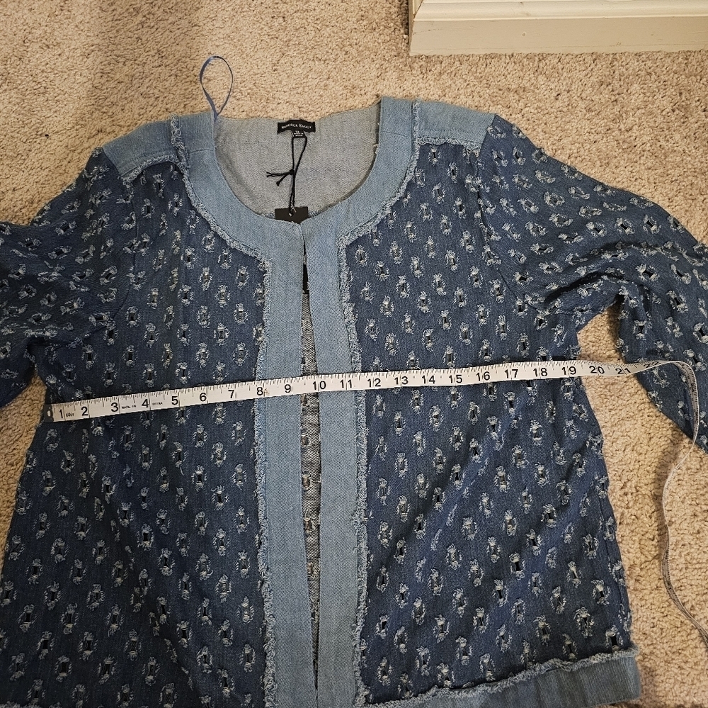 Rebecca Elliot NWT Vintage 90s Distressed Denim Jacket 3/4 Sleeve Women’s Size M - Picture 6 of 6